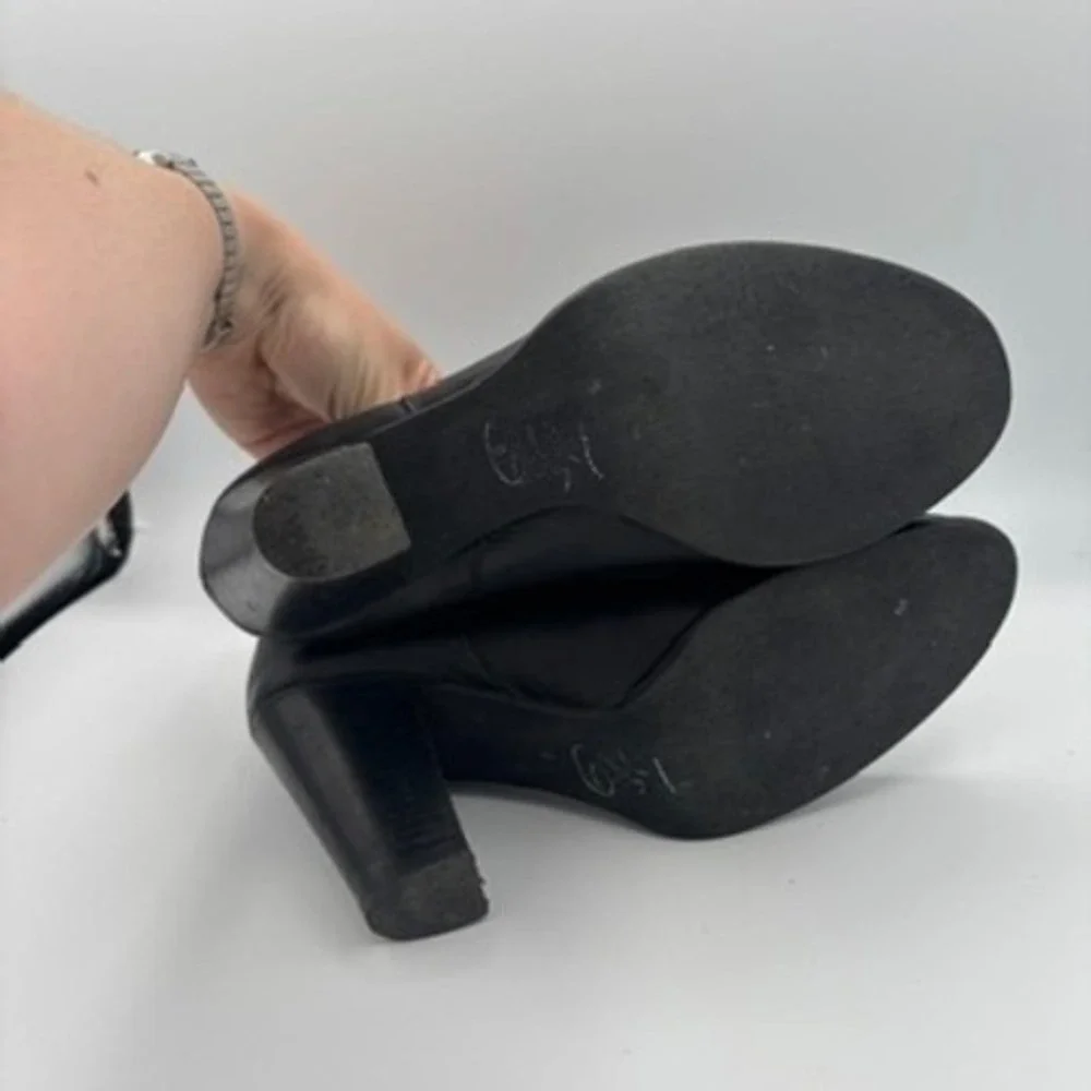Madewell Ankle Boots Women Sz 8 Black Leather Buckle Heel Booties 07952 - Picture 4 of 10